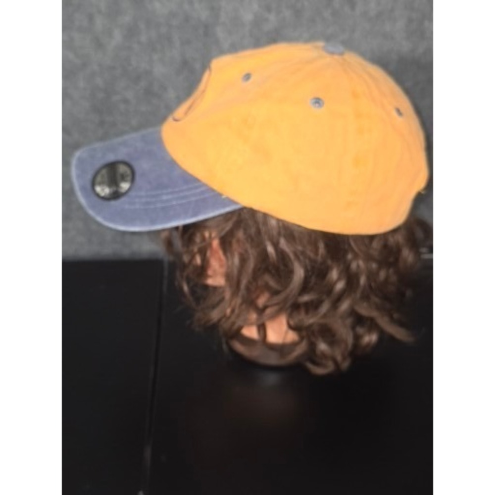 Time in Fashion NN Logo Baseball Cap Orange Blue Two Tone Adjustable Dad Hat - Picture 3 of 11